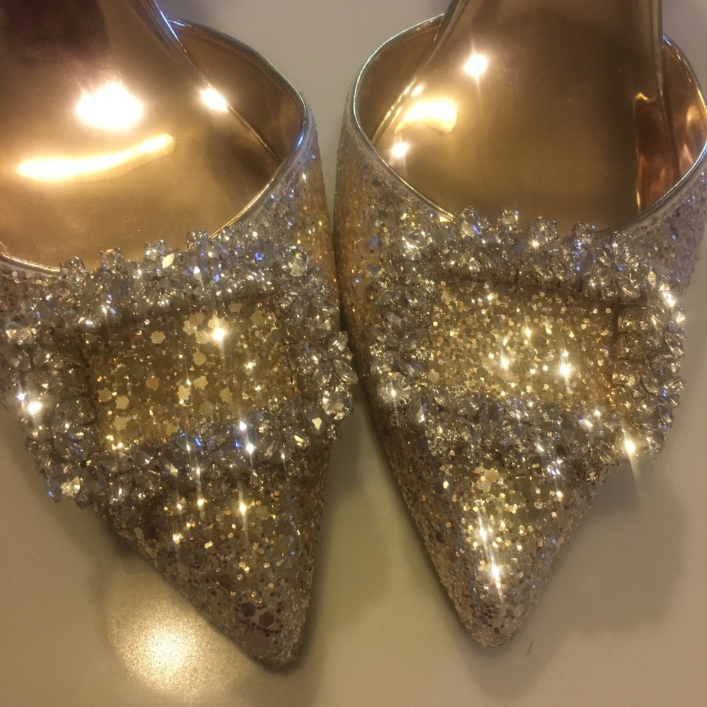 Badgley Mischka Silver Glitter Pointed Toe D'Orsay Heels - Picture 8 of 14